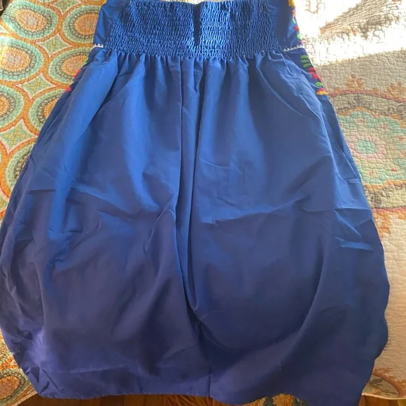 Made in Mexico Gorgeous Embroidered Strapless Small Dress Otomi - Picture 4 of 5